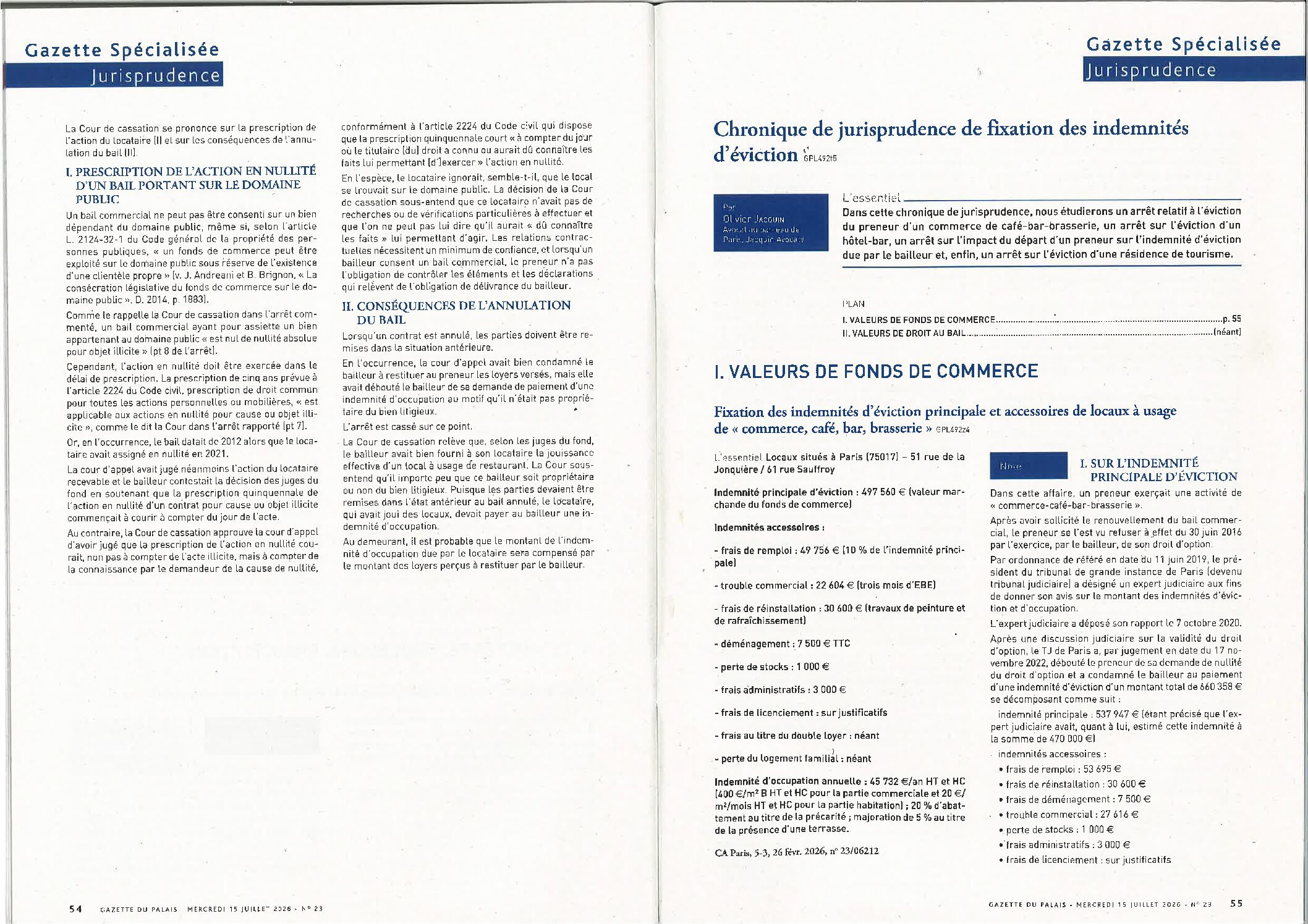 Article Gazette du Palais juillet 2026